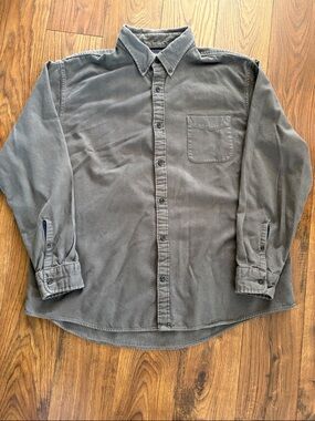 Lands' End Men's Gray Button-Down Shirt